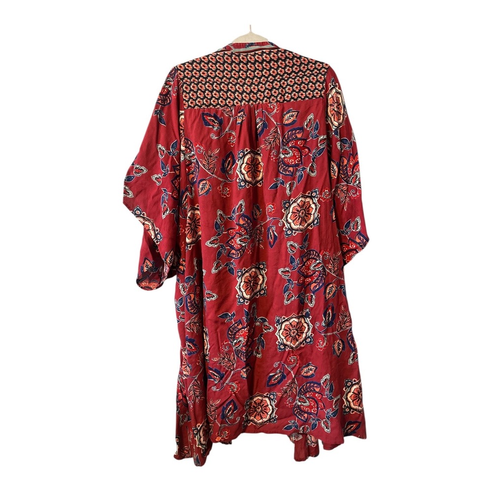 Angie Red Boho Open Front Kimono, Small - Picture 3 of 5